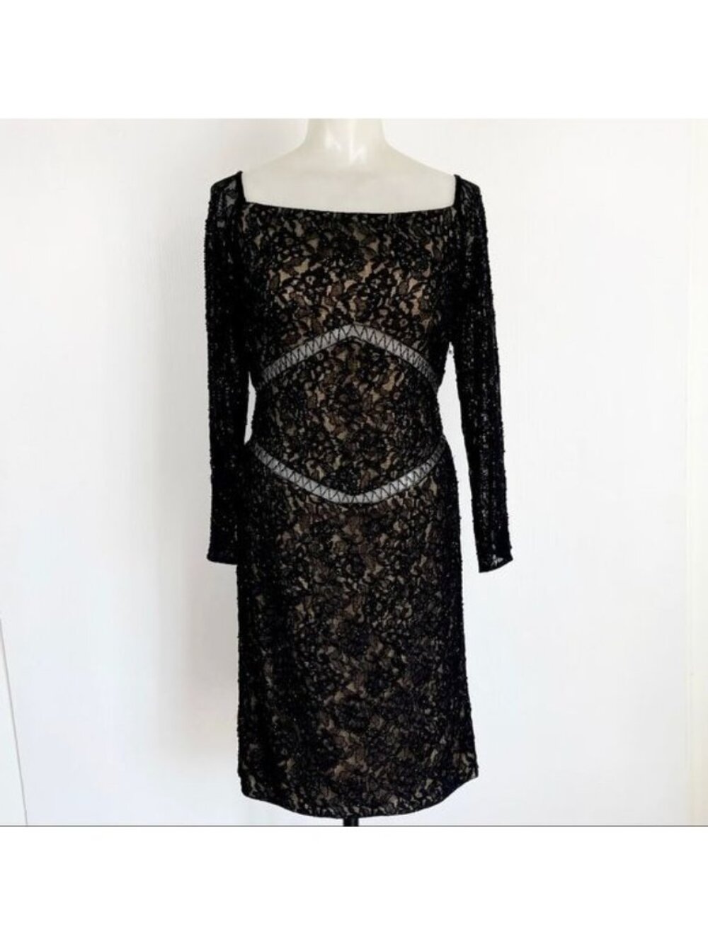 Basix Black Label embellished beaded Lace Dress Size 4